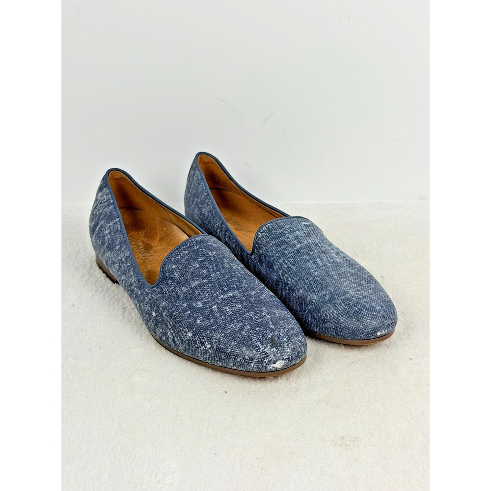 Vionic Willa II Denim Look Blue Canvas Loafer Comfort Orthotic Flats Size 8.5